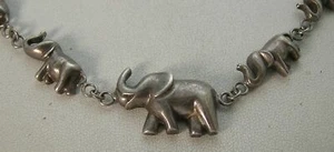 Awesome Modernist Babar Style Truck Up Elephant Sterling Necklace 20" 30 Grams - Picture 1 of 7