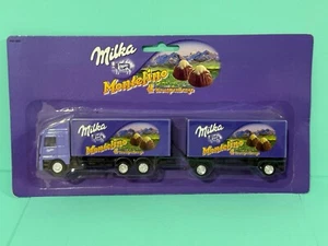 GERMAN ADVERTISING MODEL TRUCKS 1:87 HO SCALE MILKA MONTELINO MERCEDES ACTROS - Picture 1 of 8