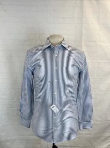 SLIM NEW TAGS Brooks Brothers Men's Blue & White Stripe Cotton Dress Shirt $128 - Picture 1 of 9