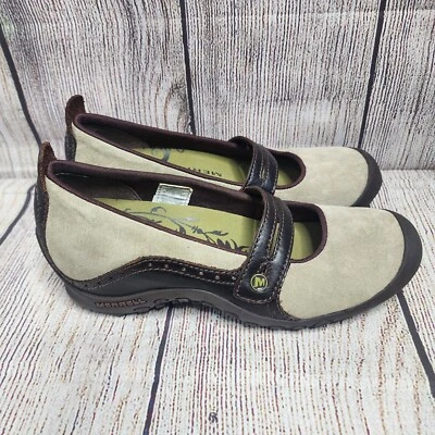 Merrell Plaza Bandeau Mary Jane Shoes Womens Size 7 Dark Taupe Suede Leather - Image 1 of 4