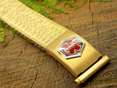 复古 Speidel 美国医疗表带 卷金盘 16 毫米 - 19 毫米 二手 — 第 1/4 张图片