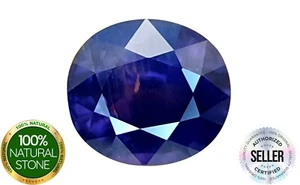 Blue Purple Sapphire Loose Gemstone Certified Cut Gemstone Full Natural Blue - Picture 1 of 3