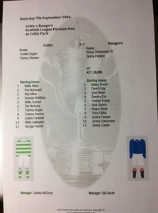 1946-47 Celtic v Rangers Scottish Division One matchsheet - Picture 1 of 1