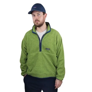 Vtg Patagonia Synchilla Marsupial Pullover Fleece Jacket Coat Mens Large Green - Picture 1 of 10