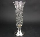 Vase trompette évasé Cambridge Glass CHANTILLY base argent sterling c1950, 10,25"