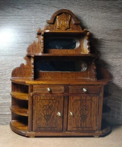 Vintage Dollhouse Victorian Side board with Shelfs & Drawers & Mirror 6-3/4" - Picture 1 of 17