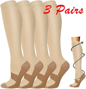 Men Women MEDIAS DE COMPRESION PANTORRILLA 20-30MMHG MANGAS PARA DOLOR VARICES - Picture 1 of 15