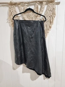 MORRISON buttery Soft 100% Sheep Leather Skirt Size 3 euc Asymmetric Black - Picture 1 of 8