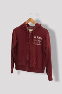 Vintage Ivy league NY State crest solid regular fit full zip up brown hoodie`10 - Bild 1 von 4