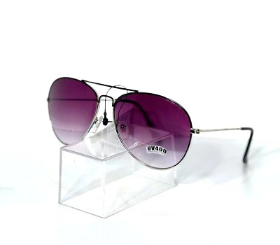 Gafas de sol estilo aviador para mujer con montura plateada lentes moradas - Protección UV400 Foto 1 de 3
