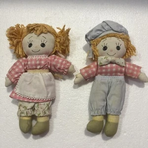 Hallmark Cards 1974 Buttons & Bo Stoffpuppen - 2 Heftklammern Baumwolle Vintage Spielzeug Puppen - Bild 1 von 10