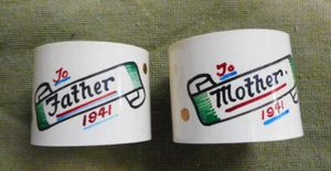 #D384. TWO 1941 PLASTIC NAPKIN RINGS - MOTHER & FATHER - Picture 1 of 3