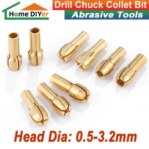 Brass Drill Chuck Collet Bit For Dremel Rotary Tools Adapter Head Dia 0.5-3.2mm - Picture 1 of 12