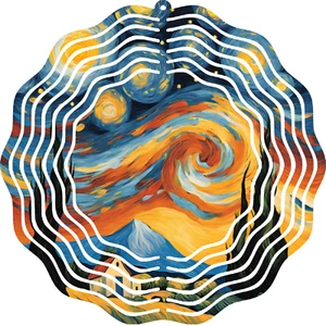 Starry Night Wind Spinner 10" Metal 3D Yard Art Sky Stars Outdoor Garden Decor - Picture 1 of 9
