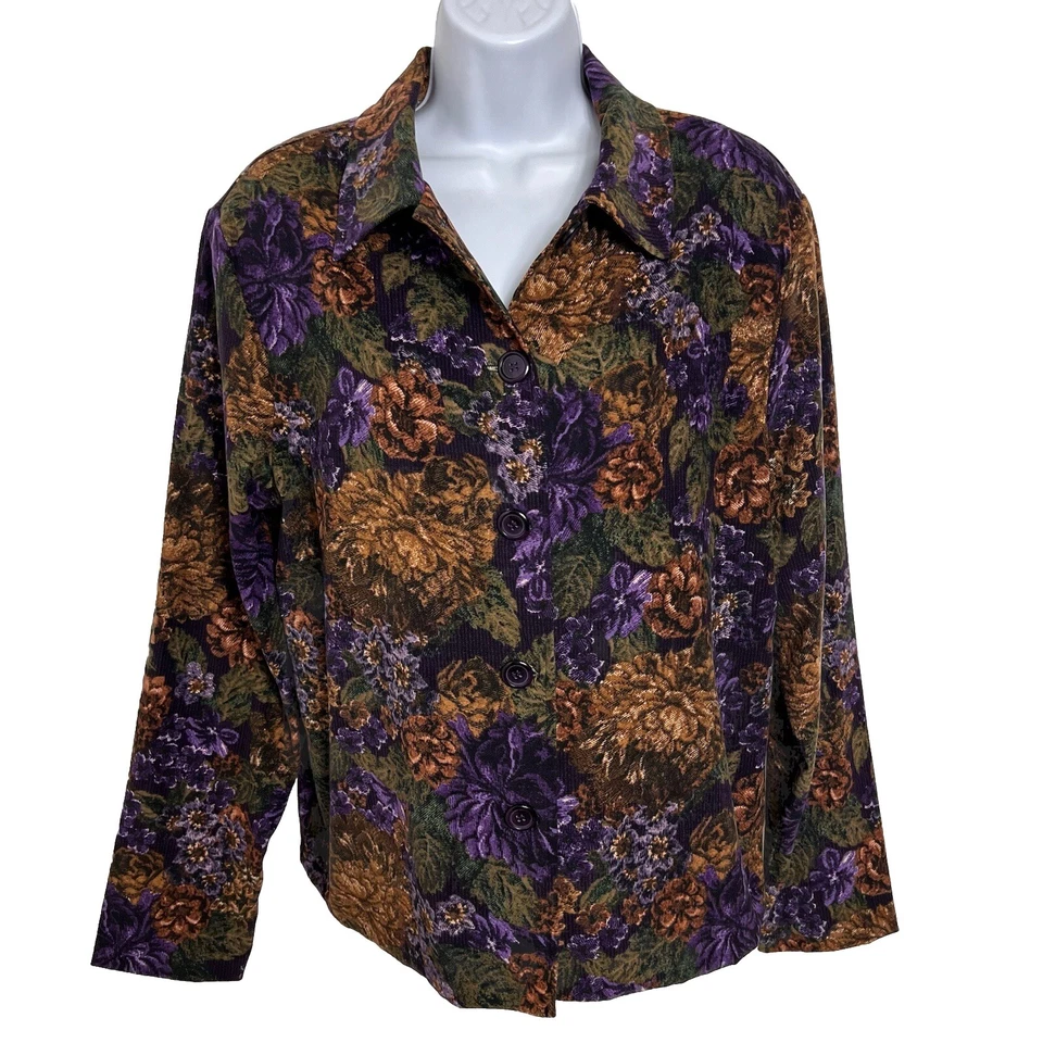 Chaqueta Briggs New York Para Mujer Grande Manga Larga Con Botones Ligera Floral Foto 1 de 4