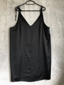 NEW River Island Short Black Slip Dress UK 18 90’s Minimal Style Rrp £32 - Picture 1 of 5