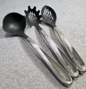 Mestolo e cucchiaio scanalato completamente rivestito in acciaio inox 6 oz finitura antiaderente lotto di 3 - Foto 1 di 22