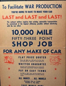 Letrero de taller de reparación de automóviles de la Segunda Guerra Mundial MILLER & GRANT SF - Haz que tu auto sea ÚLTIMO para la victoria - Imagen 1 de 5