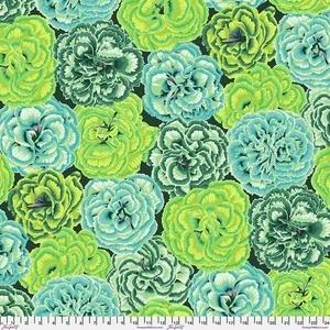 Picotee Carnations, Green - Kaffe Fassett Collective Quilt Fabric 100% Cotton Yd - Picture 1 of 3