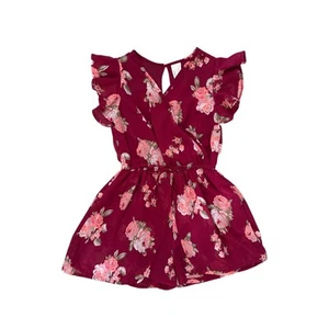 Japan Kids Girls Floral Romper Size 10 Wine - Picture 1 of 7