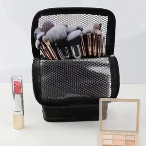 Makeup Brush Case Makeup Tools Holder Stand Cosmetic Bag Net Zipper Foldable - Picture 1 of 15