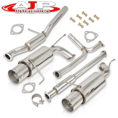 GODSNOW SS Catback Exhaust 65mm + 4.5" Muffler Tip For 1998-2002 Honda Accord V6 - Image 1 of 4