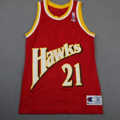 Camiseta de baloncesto vintage de los Atlanta Hawks para hombre pequeña roja de la NBA Dominique Wilkins años 90 Foto 1 de 4