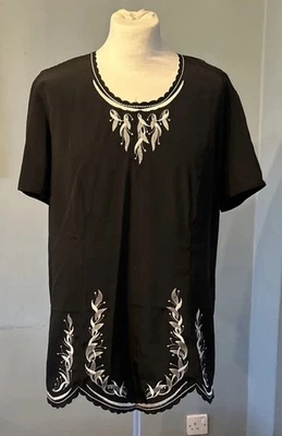 Black top with silver embroidery size 16 - Image 1 of 4
