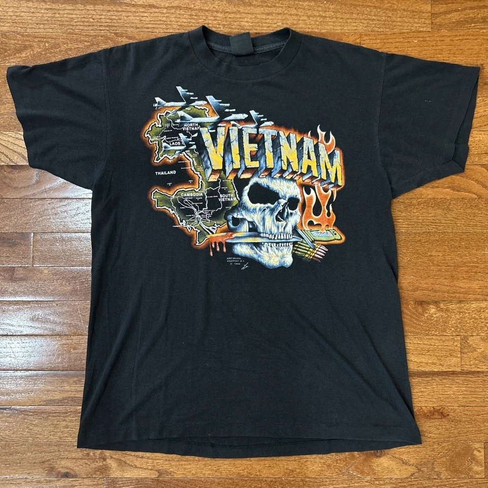 Camiseta vintage 1989 guerra de Vietnam emblema 3D talla L Foto 1 de 4