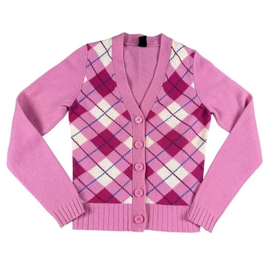 GAP Mujer 100% Lana de Cordero Argyle Cárdigan Rosa Suéter Talla Pequeña Foto 1 de 4