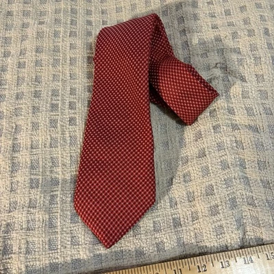 Henry Jacobson Red Tie with Geometric Print, 100% Silk - Image 1 of 4