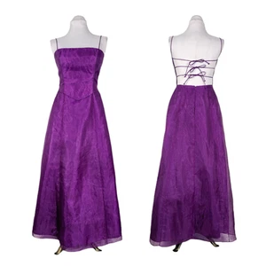 Vintage Morgan & Co Prom Dress Formal Gown Maxi Fairy Tie Back 90s Y2K Purple 10 - Picture 1 of 10