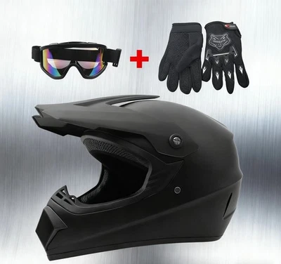 FIC Jethelm Enduro M/L/XL Helm Motorradhelm Rollerhelm Motocross Brille Handschuhe