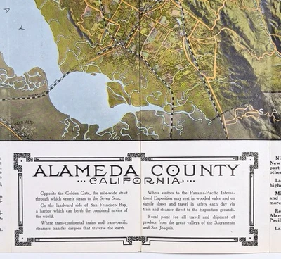 Condado de Alameda 1914 San Francisco - California vista de mapa promocional ORIGINAL Foto 1 de 4