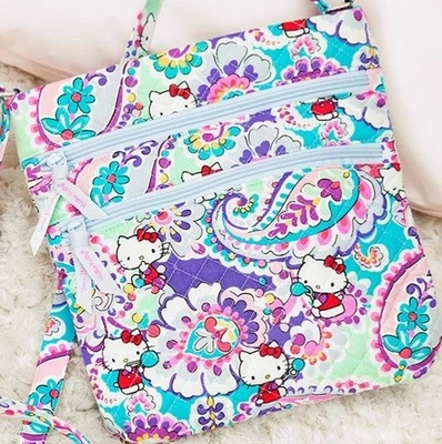 New Vera Bradley HELLO KITTY Paisley Triple Zip Hipster Crossbody Bag Purse V124 - Image 1 of 2