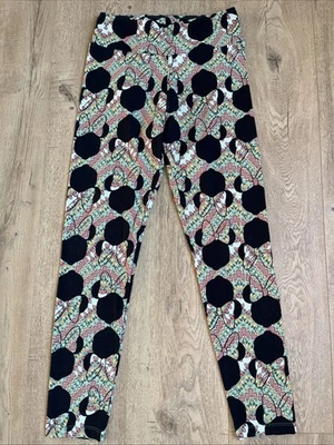Leggings Lularoe OS Disney Talla Única Orejas de Minnie Mouse Verde Negro Rojo Amarillo Foto 1 de 4