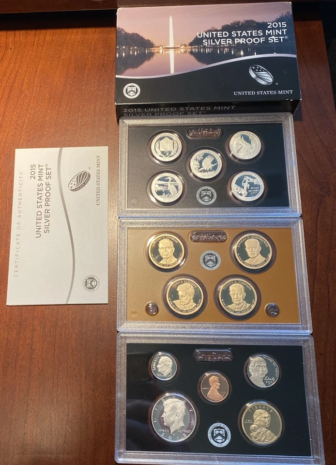 2015 US Mint Silver Proof Set w/COA OGP - 14 Coins - Presidential Dollars - Image 1 of 1