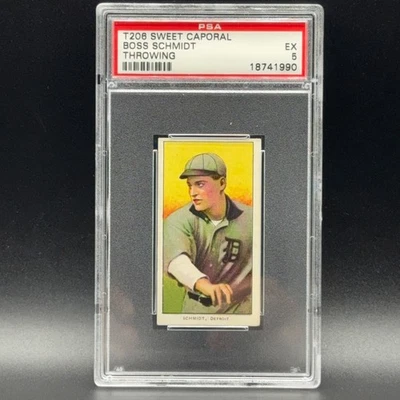 1909-11 T206 SWEET CAPORAL BOSS SCHMIDT, THROWING,  DETROIT TIGERS - PSA 5 - Image 1 of 4