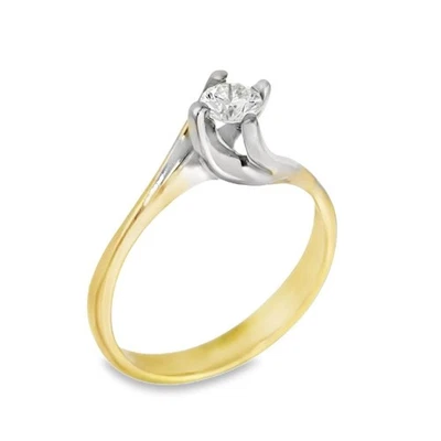 Anillo de compromiso de oro amarillo y blanco de 18 quilates con diamantes torcidos - 0,31 quilates Foto 1 de 4