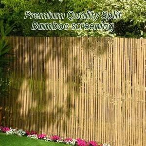 Geteilter Bambus Lamellenzaun Sichtschutz Rollen 4m breit Natur Garten Outdoor - Bild 1 von 13