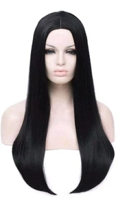 QACCF Long Black Wig 26" Women's Long Straight Synthetic 124 - Picture 1 of 4