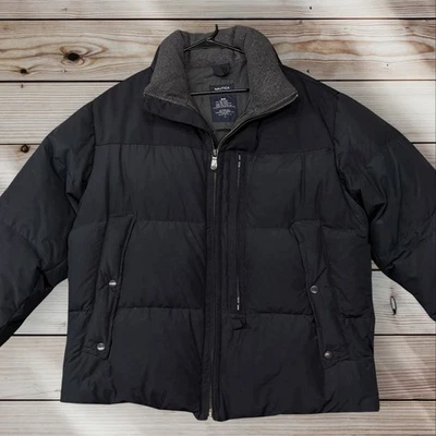 Abrigo cálido Nautica para hombre M negro plumón chaqueta acolchada cuello polar cremallera bolsillo en el pecho Foto 1 de 4