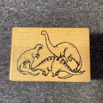 Sello de goma montado en madera vintage Dinosaur Friends Foto 1 de 4