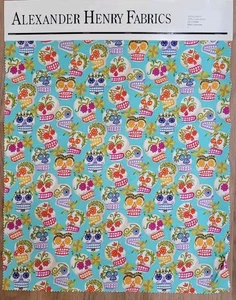 ALEXANDER HENRY Rare OOP Folklorico Mini Calaveras Cottn Flannel Salesman Header - Picture 1 of 2