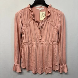 NWT Boston Proper Women Poet Ruffle Blouse Top Shirt Size Medium D019 -21 - Picture 1 of 16