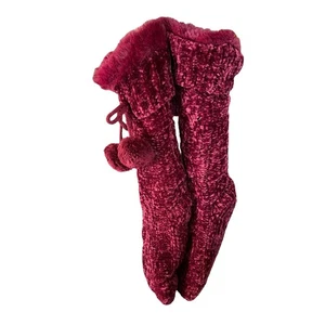Calcetines Jane And Bleecker Granate Rojo Felpa Suave Nuevos sin Etiquetas - Imagen 1 de 4
