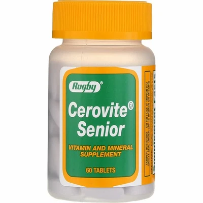 Pack de 2 Comprimidos Suplementos Vitamínicos y Minerales Rugby Cerovite Senior, 60 Ct Foto 1 de 4