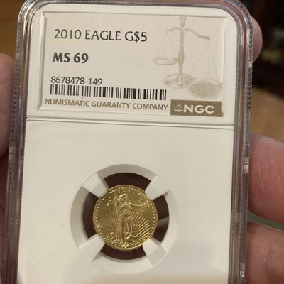 2010 NGC MS 69 $5 Gold Eagle 1/10oz - Image 1 of 4