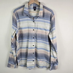 Patagonia Shirt Mens Large Striped Organic Cotton Button Up Long Sleeve Pockets - Picture 1 of 15