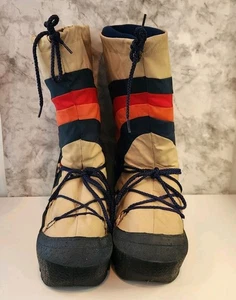 Stivali vintage anni 80 invernali arcobaleno arancione rosso navy marrone luna taglia uomo 7-8, Lasco - Foto 1 di 11